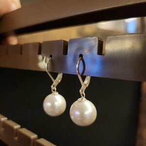 Elegant Silver Pearl Drop Earrings